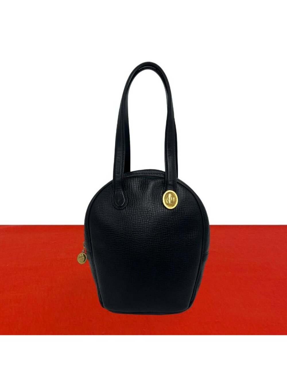 Dior Vintage CD Logo Leather Handbag Mini Tote Black